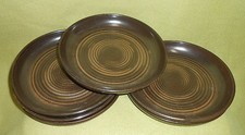 six assiettes creuses aspect grès brun 