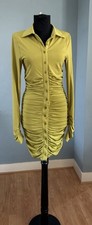 AX PARIS Long Sleeve Collared Ruched Green Dress Size 8