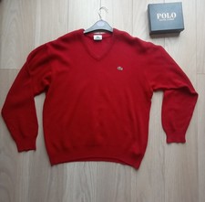 Lacoste Pull Rouge Col V Red V