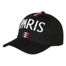 Casquette Paris Noire Sport Chic Drapeau France Tricolore-Taille unique
