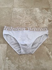 Versace Men's White / Gold Low Rise Slip Underwear Versace Sz 7 US NWOT