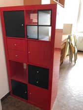 Meuble-Bibliothèque IKEA : laqué noir et rouge avec tiroirs
