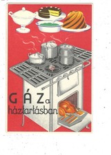 Poster Style Advertising Postcard - GAZ a haztartasban Stove
