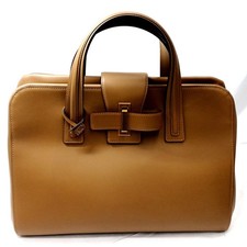 Delvaux Simplissime Brown Leather Handbag Tote Bag With Dust Bag & Mirror Japan