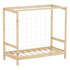 Lit d'enfant but de football handball 70x140 cm naturel bois sommier à lattes