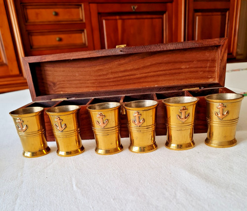 Coffret marin bois gobelets - coffret, 6