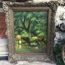 Tableau Ancien Huile Sur Bois