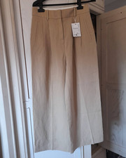 pantalon Large Esprit. Taille  38 L26. Beige lin & lyocell.  Neuf