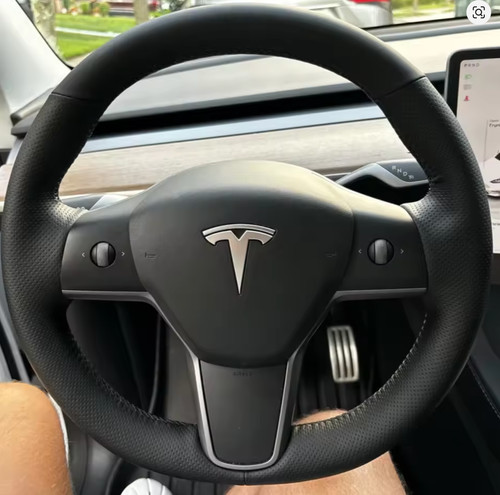 Cuir volant tesla model - cuir,