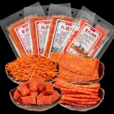  辣条香辣丝大辣棒大刀肉大辣片Spicy Strip Latiao Snack Chinese Snacks Are Delicious 125g*4bag