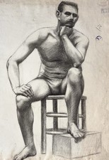 Dessin Ancien Fusain Étude