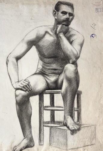 Dessin ancien fusain - ancien,