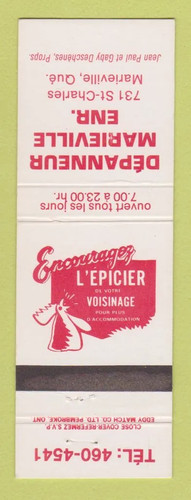 Matchbook cover depanneur - matchbook,