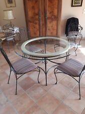 Table salle à manger ronde, 5 chaises, 1 fauteuil 