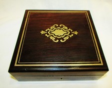 BOITE COFFRET LOUIS-PHILIPPE marqueterie de laiton Antique Inlaid Wood  Box