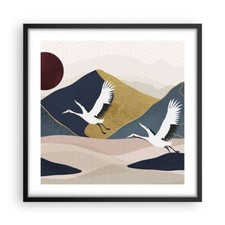 Affiche Poster 50x50cm Tableaux Image Photo Grues Montagnes Soleil Wall Art
