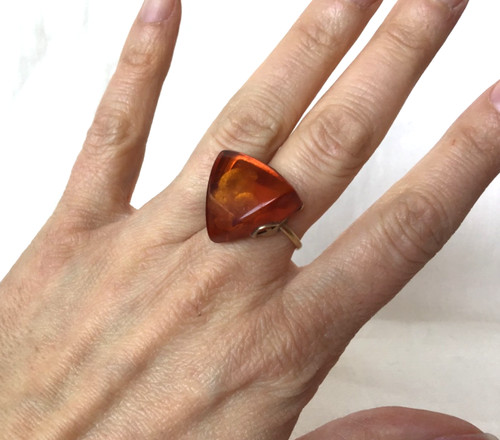 Importante bague 10k ambre - bague, or