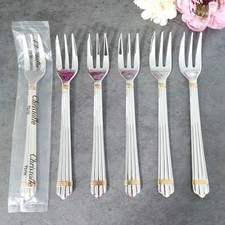 Christofle Aria Goldring Cake Fork 6pcs Silverplate Excellent