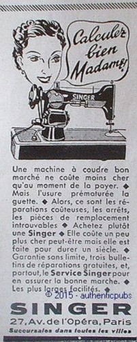 Publicite singer machine - singer, a