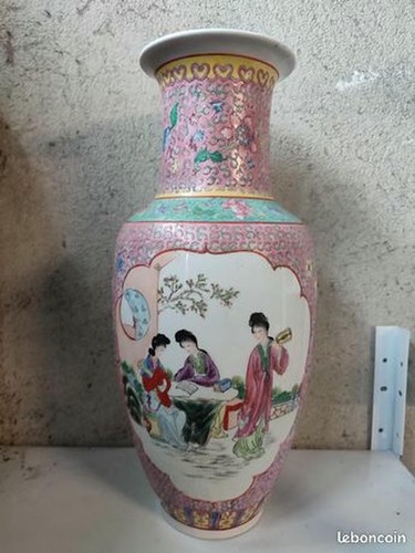 Grand vase chinois signé - , sous