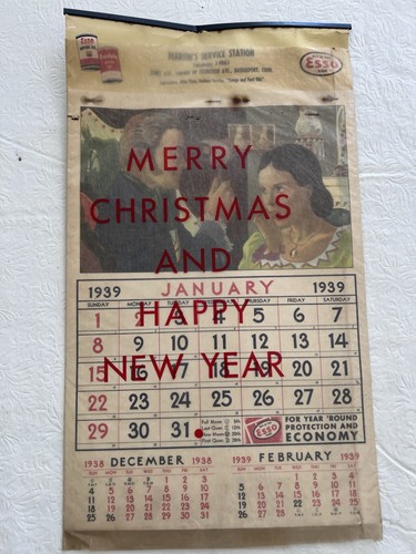 Vintage 1939 esso calendar - 1939,