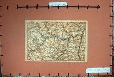 Original Old Antique Print Map 1900 Rhine Kreuzncah Auterecken Kirn Grumbach