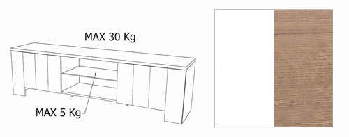Meuble bas 180x40x48cm - meuble, tv