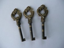 lot of 3 old furniture keys, wardrobe door, library