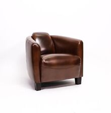 Fauteuil de Club " Benoit " Salon Relax Design Cuir Chaise Cigare Cocktail Braun