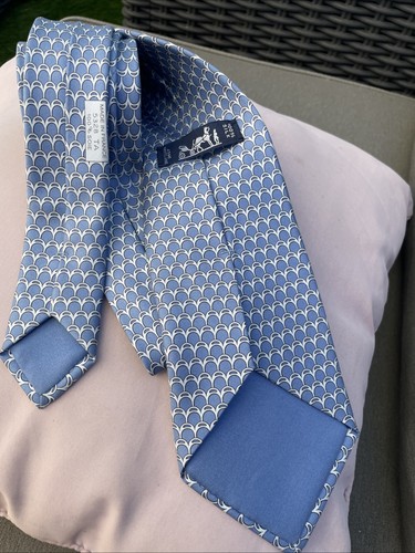Cravate hermès soie - soie, bleue
