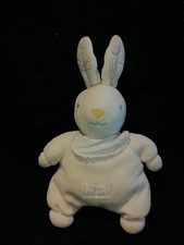 Doudou peluche lapin blanc avec bavoir et grelot  Tartine et chocolat Etat neuf