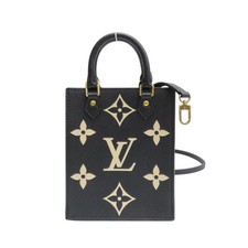 LOUIS VUITTON Petit Sac Plat Monogram Giant Empreinte Leather Black Beige M81416