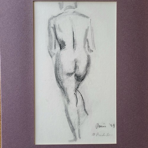Dessin fusain féminin - nu,