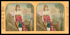 Woman in Oriental Costume, circa 1870, Day/Night Stereo (French Tissue) Print Came