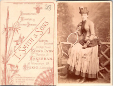 Smith & Sons, Girl with a Tennis Racket Vintage CDV Albumen Card 