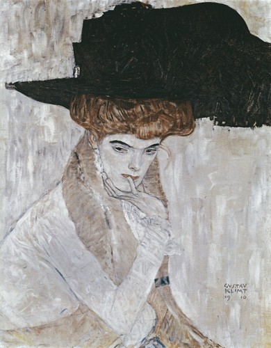 Klimt black feather hat - klimt-black,