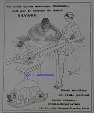 ADVERTISEMENT 1929 SAVAGE SPORT MASSAGE DEVICE GEORGES BOURDIN FRENCH AD