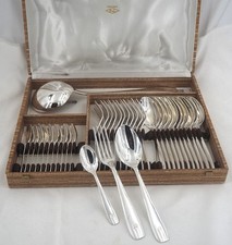 Ercuis ménagère set 37 pièces style Design Vintage, années 60, métal argenté.