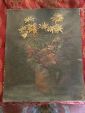 Canvas painting signed bouquet of flowers painter Franco Belgian 1872-42