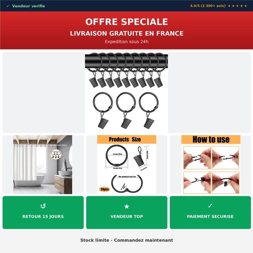 Anneaux rideaux avec - anneaux,