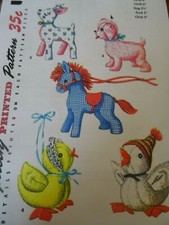 1404 PATRON VINTAGE SIMPLICITY ANNEE 1950 PELUCHE AGNEAU CHIEN CHEVAL CANARD