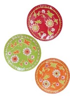 SIA Home Fashion 3 Plate Set Orange, Red And Green With Flowers