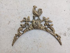 Coronation, bronze pediment clock county rooster lily flowers - pendulum