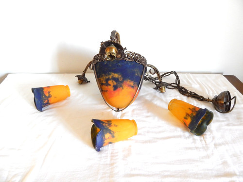 Ancienne lampe suspension art - lampe,