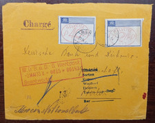 SUISSE:  2 vignettes d'affranchissement sur devant d'enveloppe chargé (1933) !