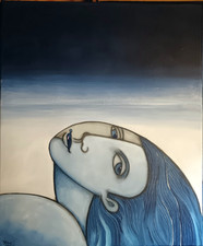 tableau art contemporain alain Day  ..Man in the blue horizon