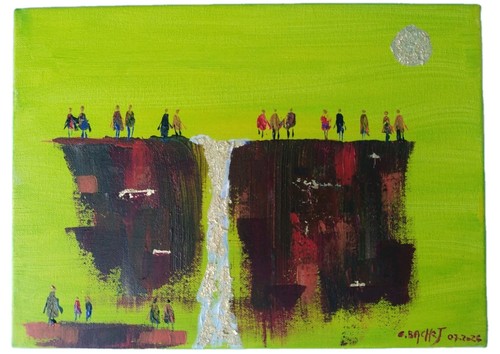 Tableau signé cascade - tableau, "la