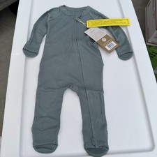 Goumi Kids Baby Footie Size 9-12 Months 21-23 Lbs Blue Zippy Jumpsuit Bamboo