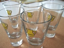 Lot de 5 verres à PERNOD BERGER avec motif cruche jaune en très bon état