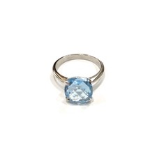 Bague Femme Avec Topaze Bleue Naturelle Briolette 14 X 14 Mm